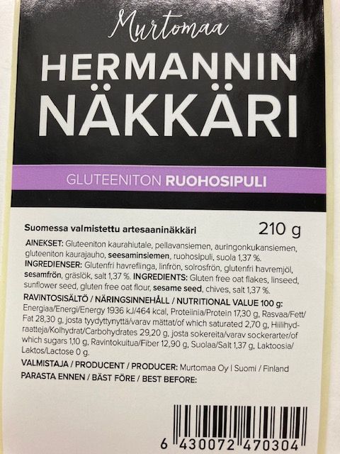 Hermannin näkkäri gluteeniton Ruohosipuli 210g