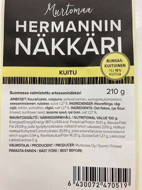 Hermannin näkkäri Kuitu 210g